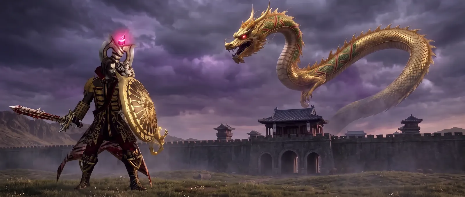 Hu Lan faces the golden dragon Huang Long before the gate of Nanzhang
